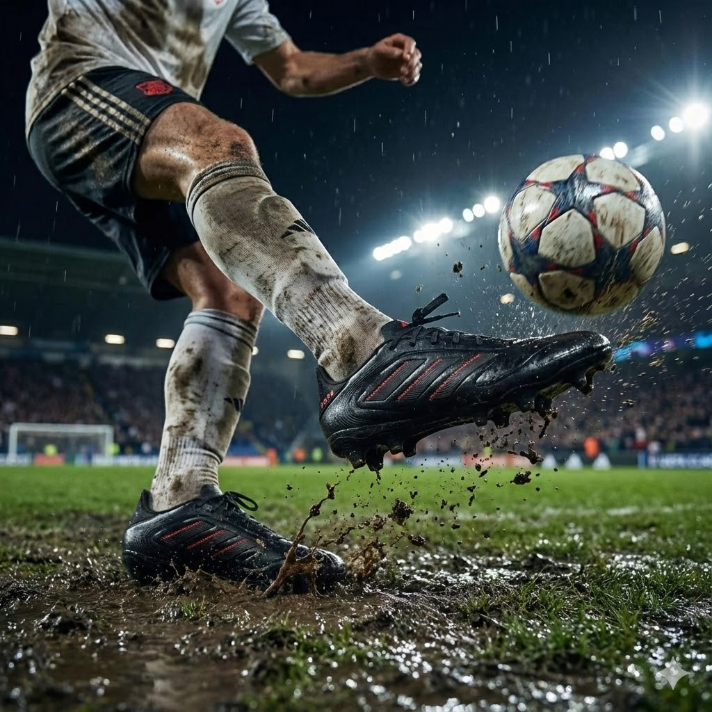A pair of Adidas Copa Pure.3 boots showcasing the leather toe box
