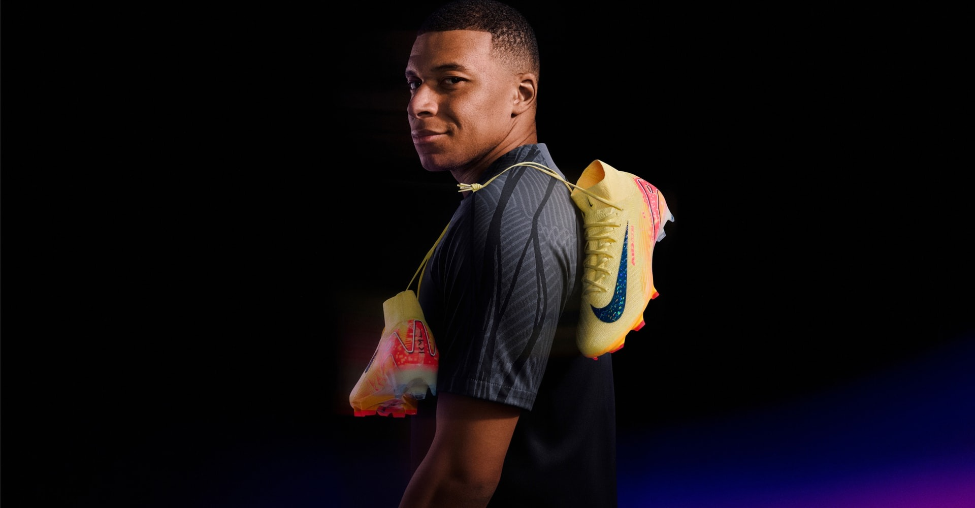 Kylian Mbappé wearing his signature Nike Mercurial Superfly boots