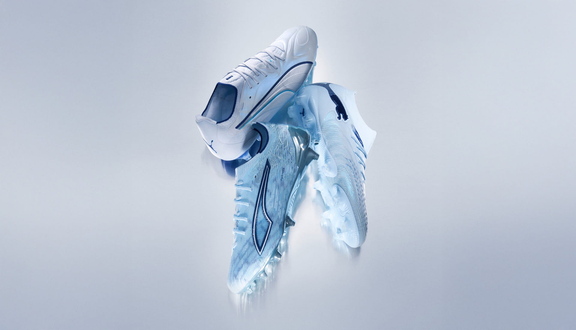 Puma DreamRush Pack 2026 featuring the Future 9, Ultra 6 and King 20 in Mint Jelly and Aquatic Blue colorways